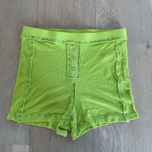 Urban Outfitters Neon Lime Ribbed Pajamas Shorts // Size M